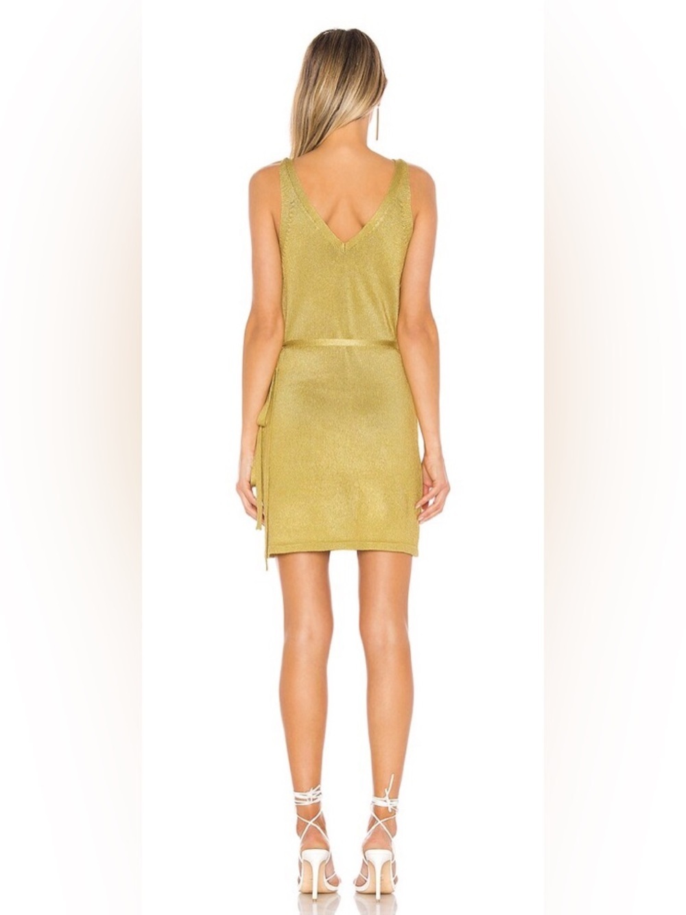 Lovers + Friends Knit Wrap Mini Dress metallic mustard small  $265 - Picture 3 of 11